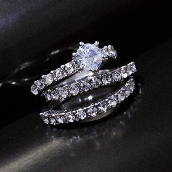 🎊3pcs/Set Shiny Gems Beautiful Wedding Eternity Ring for Women, EVGG1194 - Picture 3 of 5